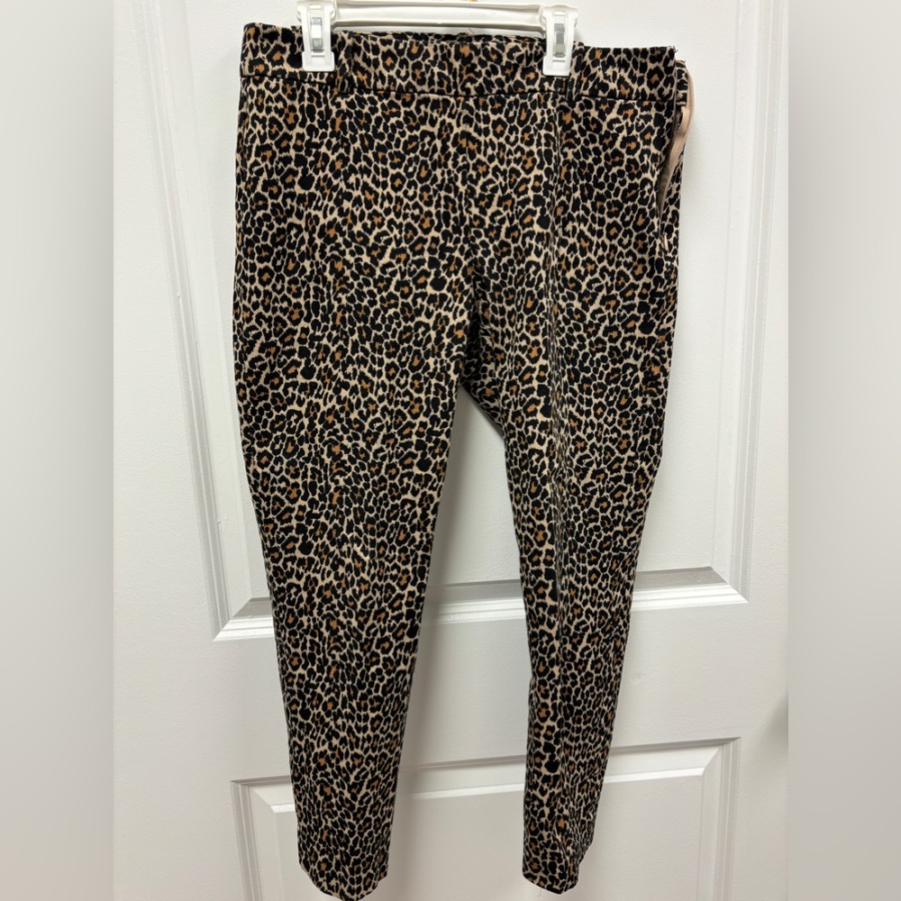 J. Crew Leopard print slim leg pants; Sz 8